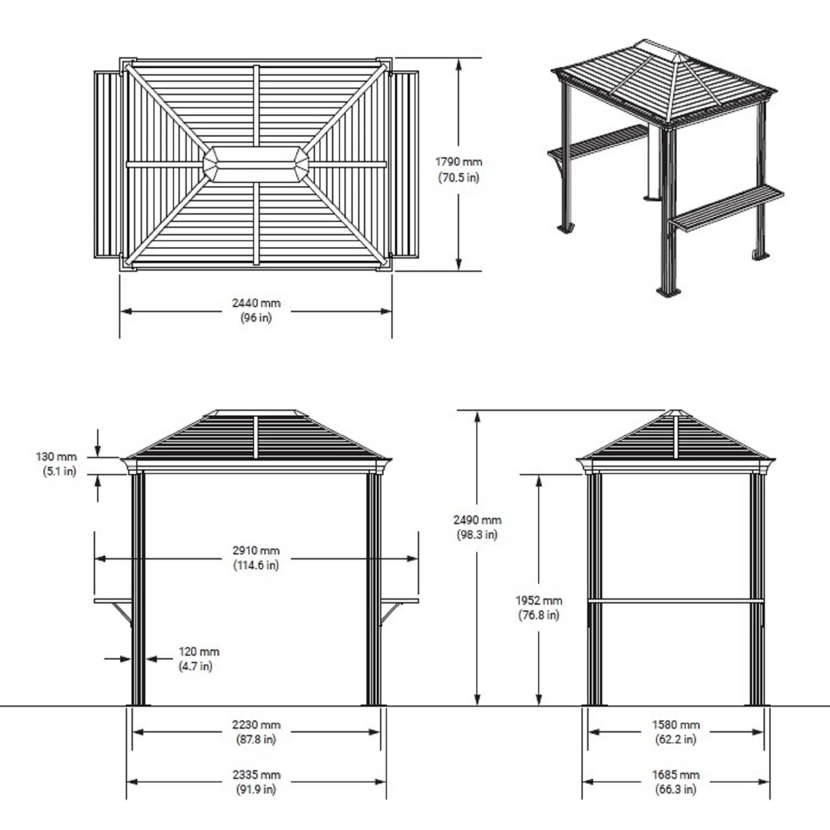 SOJAG MYKONOS 8 x 6 フィート (2.4 x 1.8m) BBQグリル ガゼボ | Costco