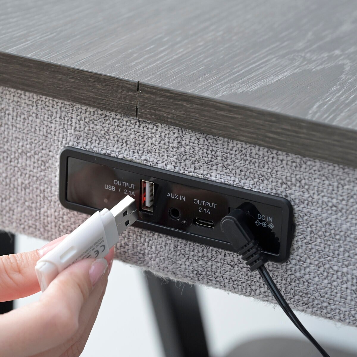 YAMAZEN スピーカー付きサイドテーブル グレー