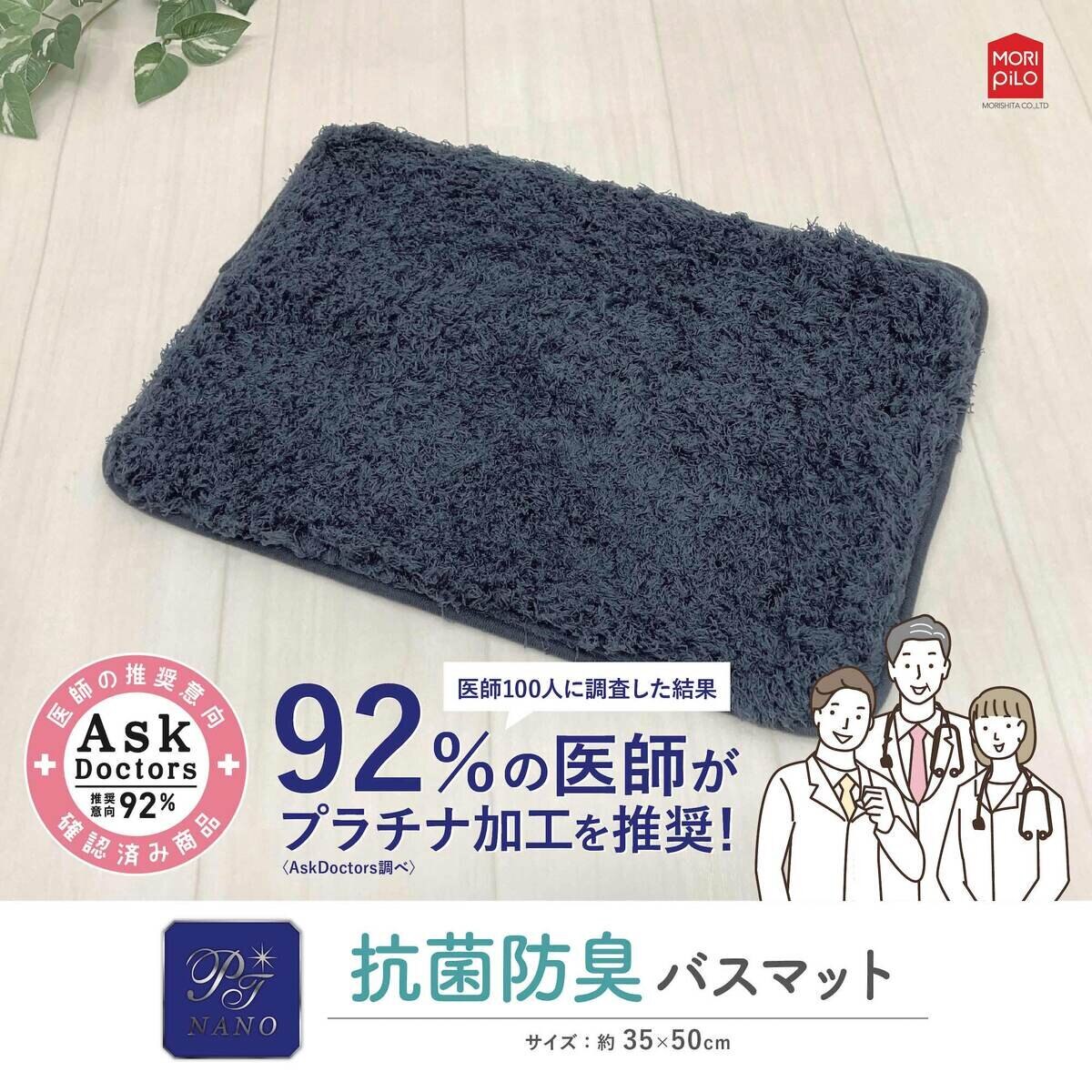 Ask Doctors 抗菌防臭バスマット 35cm x 50cm 2枚組 ネイビー