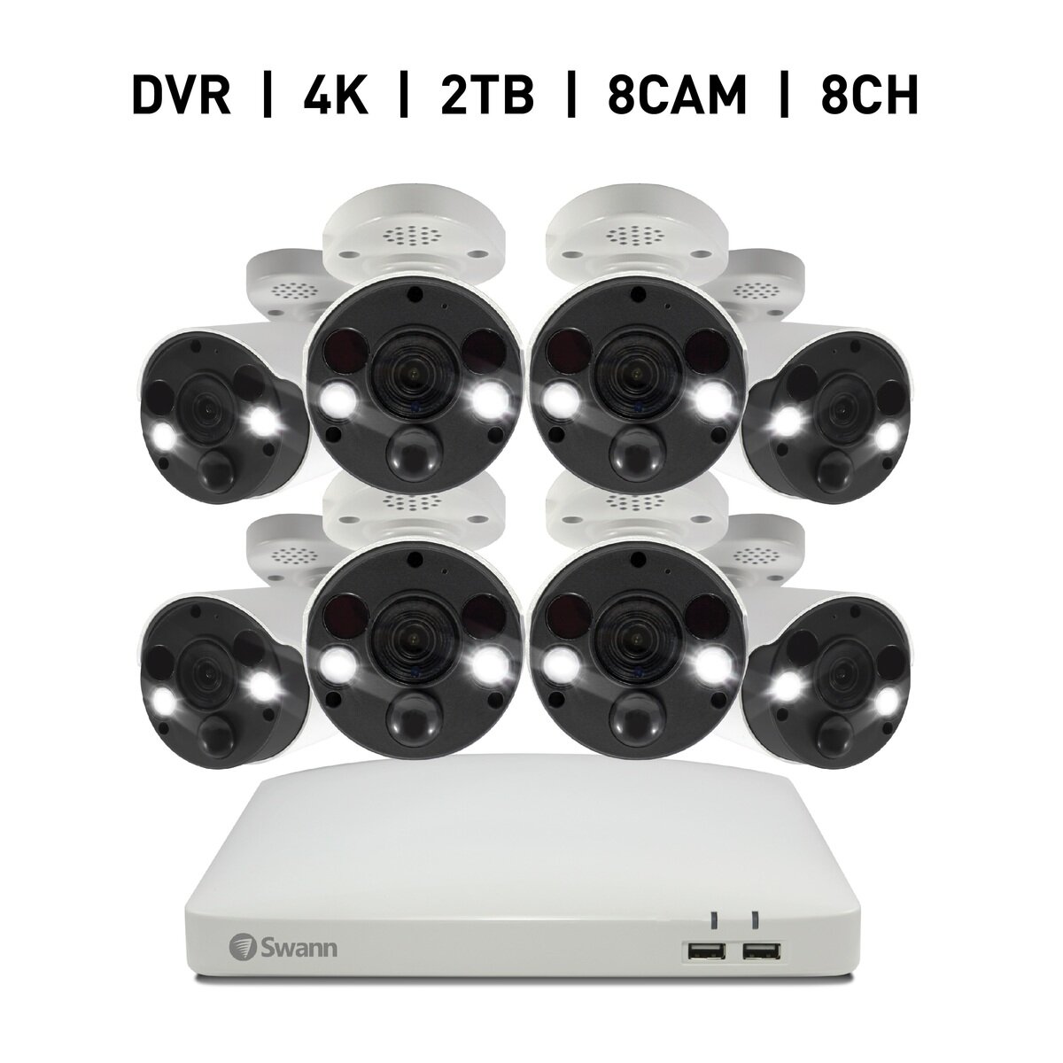 Swann（スワン）8CH 4K DVRシステム 2TB バレット型 カメラ8台