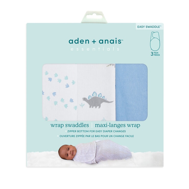 エイデンアンドアネイ エッセンシャルズ ラップスワドル（おくるみ） 3パック ディノラーマ