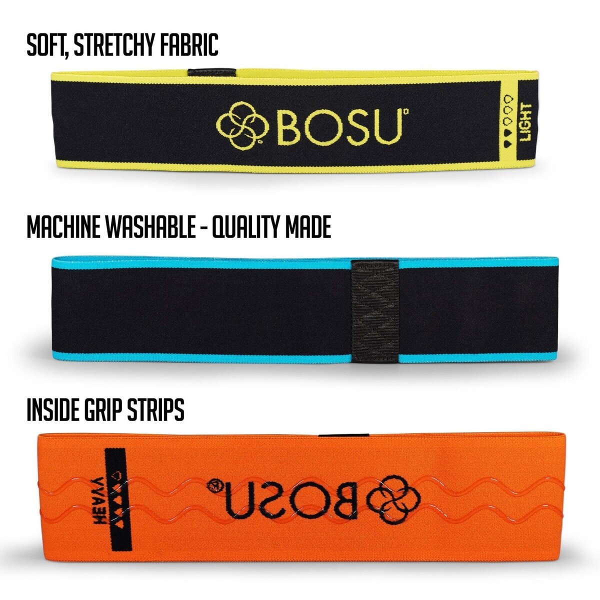 BOSU(ボス) 布製レジスタンスバンド 3本セット（22kg／17kg／13kg）