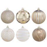 15cm クリスマス オーナメント 6ピースセット ゴールド/ホワイト