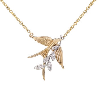 14K イエロー / ホワイトゴールド 0.18カラット ダイヤモンド ネックレス