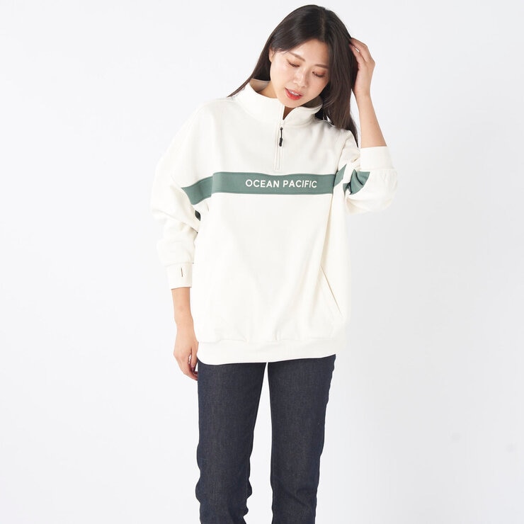オーシャンパシフィック レディース ハーフジップ スウェットシャツ L