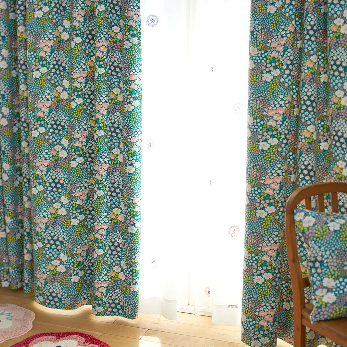 Design Life Floride ドレープカーテン 100 x 200 cm オハナバタケミックス