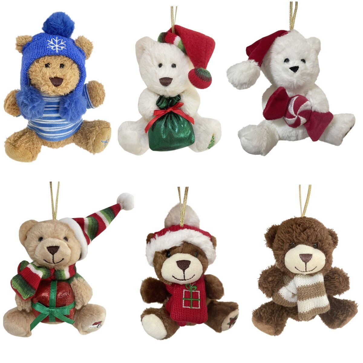 ぬいぐるみのオーナメント 6個入り グリーン