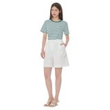ビジット イン ニューヨーク ストライプ 半袖Tシャツ ホワイト+グリーンストライプ S