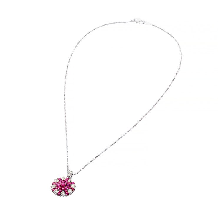 18K ホワイトゴールド ルビー&ダイヤモンド ペンダント 18K ホワイトゴールド ルビー&ダイヤモンド ペンダント