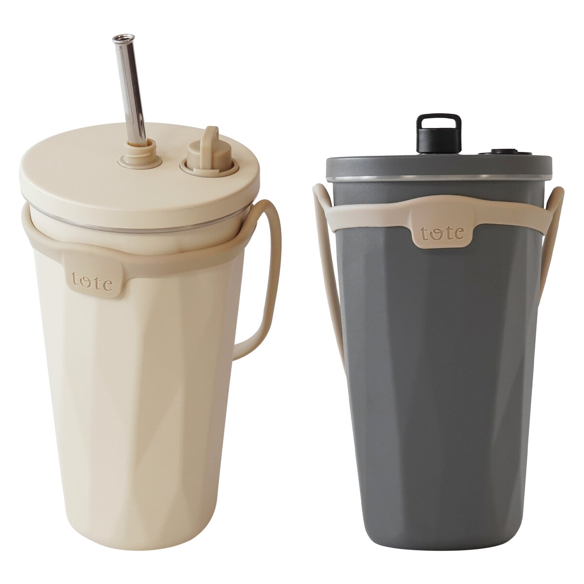 トート ストロー付 2 Way タンブラー 570ml 2本セット アイボリー