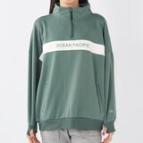 オーシャンパシフィック レディース ハーフジップ スウェットシャツ カーキ L