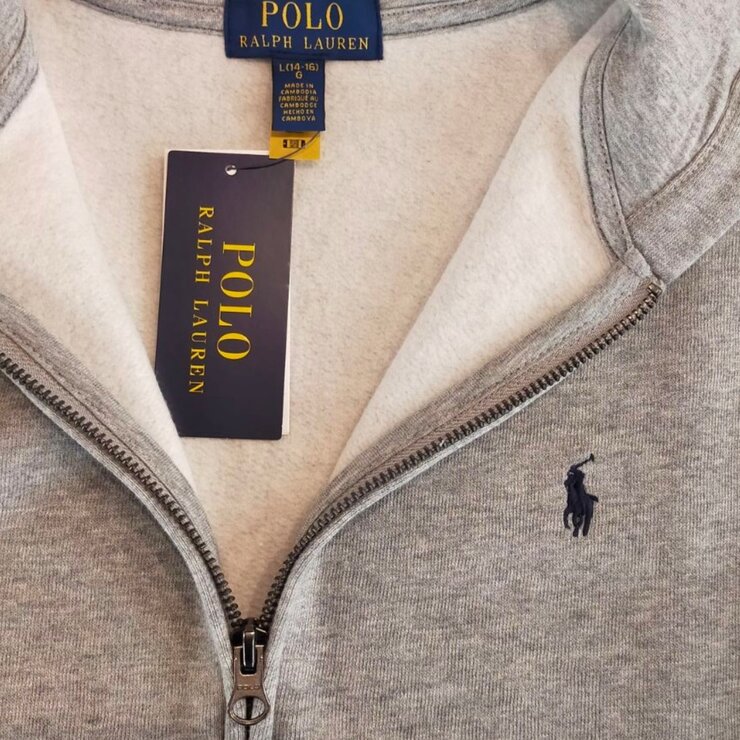 ポロ ラルフローレン ボーイズ フリース フルジップ パーカー ダークスポットヘザー L