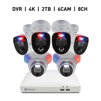 SWANN 8CH 4K DVRシステム 2TB Enforcer バレット型 カメラ4個&ドーム型 カメラ2個 計6個セット