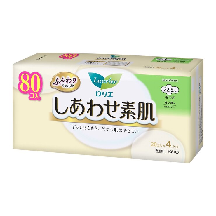 ロリエ しあわせ素肌 多い昼用 22.5cm 羽つき 20個 x 4 ロリエ しあわせ素肌 多い昼用 22.5cm 羽つき 20個 x 4
