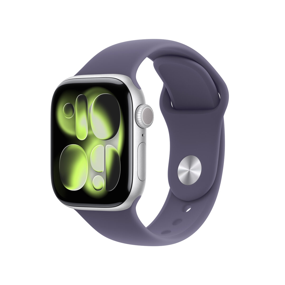 Apple Watch S11 Cellular 42mmシルバーアルミニウムケースとパープルフォグスポーツバンド - S/M
