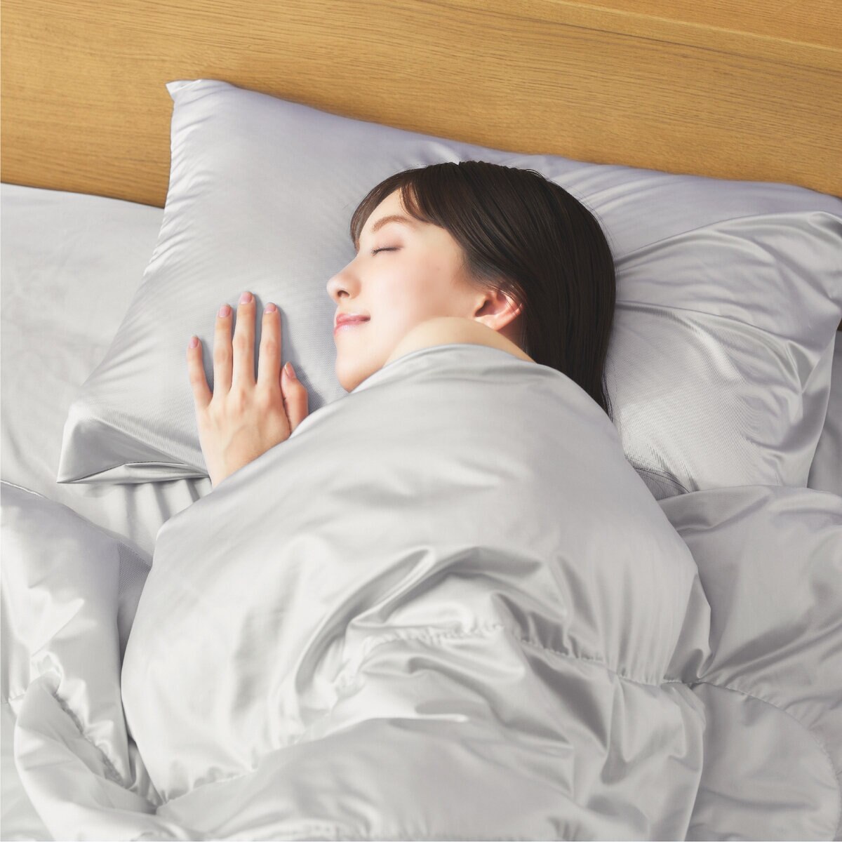 シルクタッチ ピローケース 63cm x 43cm 2枚パック ライトグレー