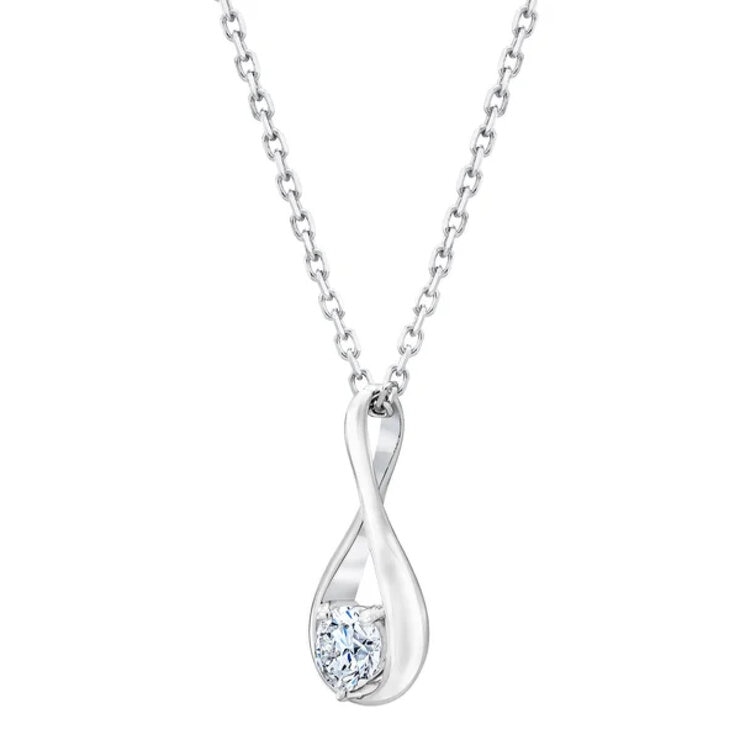 14K ホワイトゴールド 0.30カラット ダイヤモンド ティアドロップ ネックレス