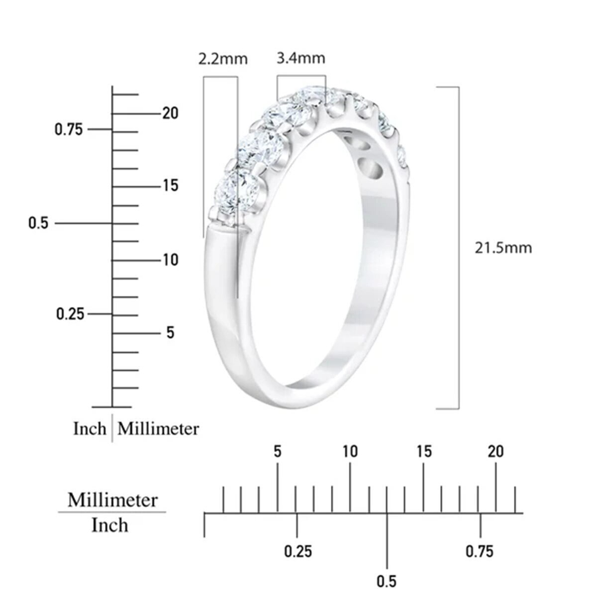 14K ホワイトゴールド 1.00カラット 7石 ダイヤモンド リング