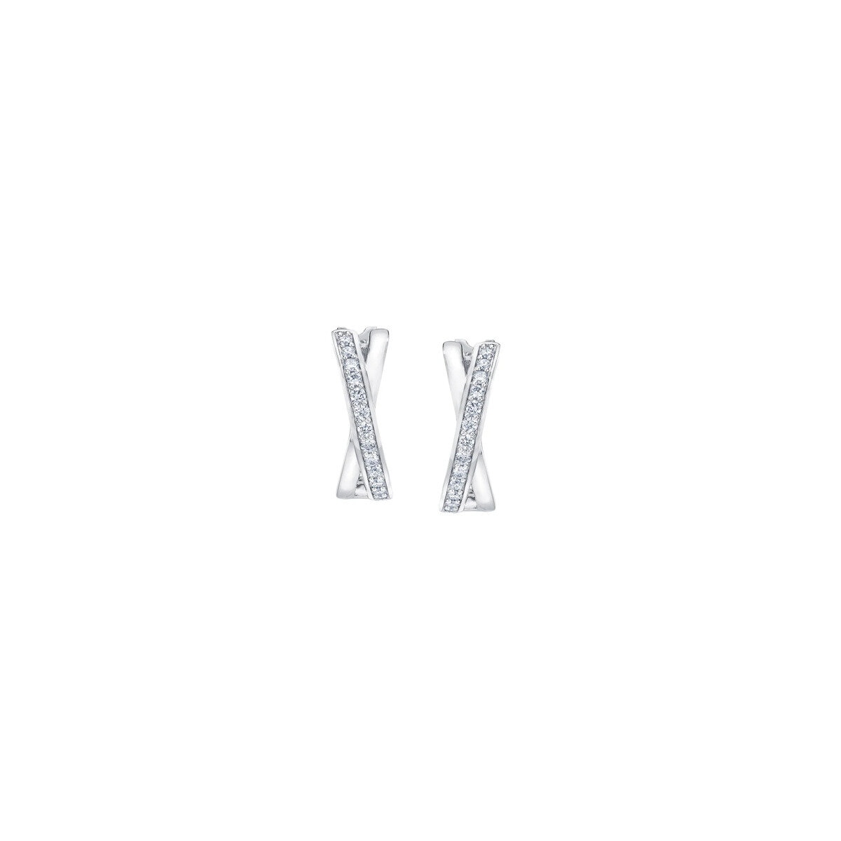 18K ホワイトゴールド 0.25カラット X フープ ピアス