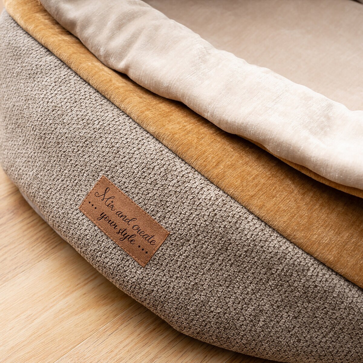 ラウンドペットベッド 2個セット ベージュ