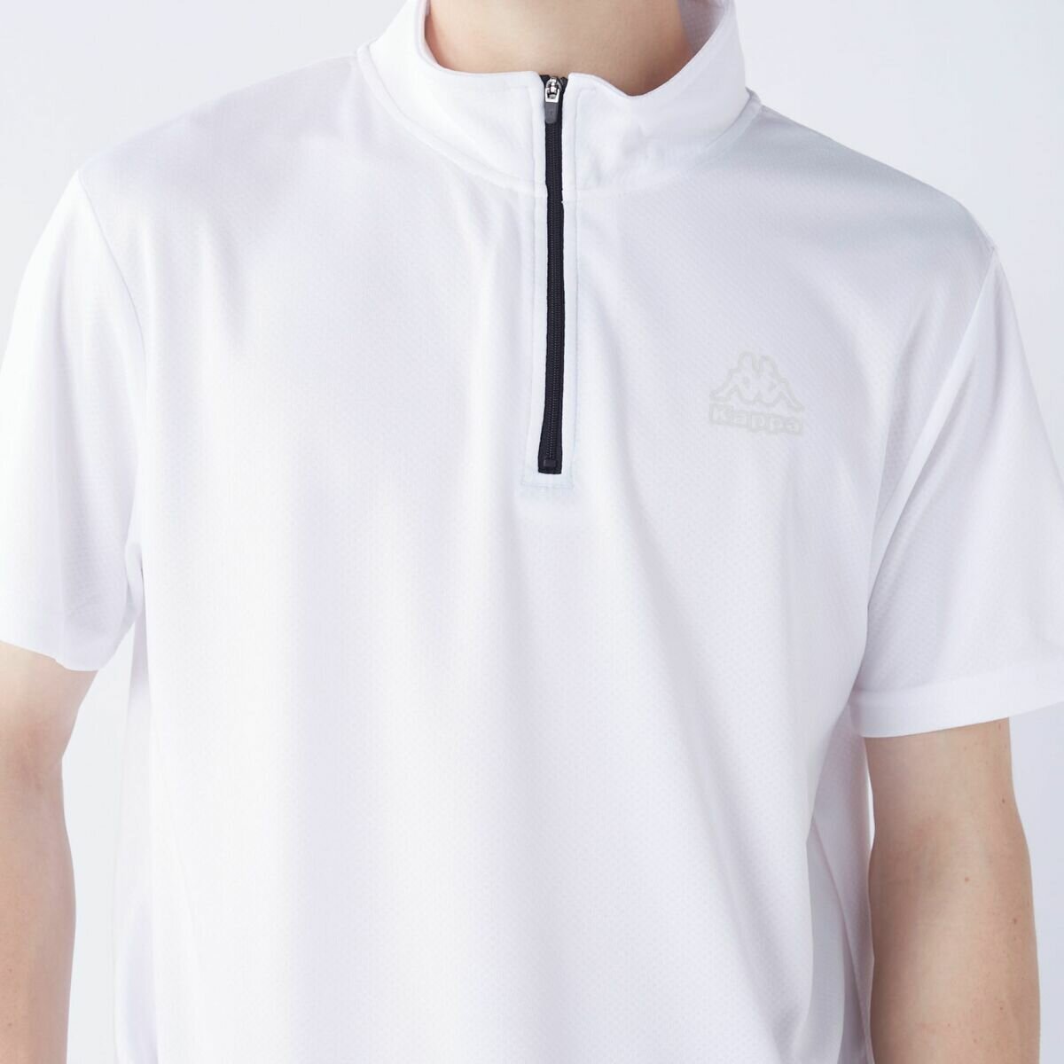 カッパ メンズ ハーフジップ 半袖 Tシャツ / ホワイト / LL