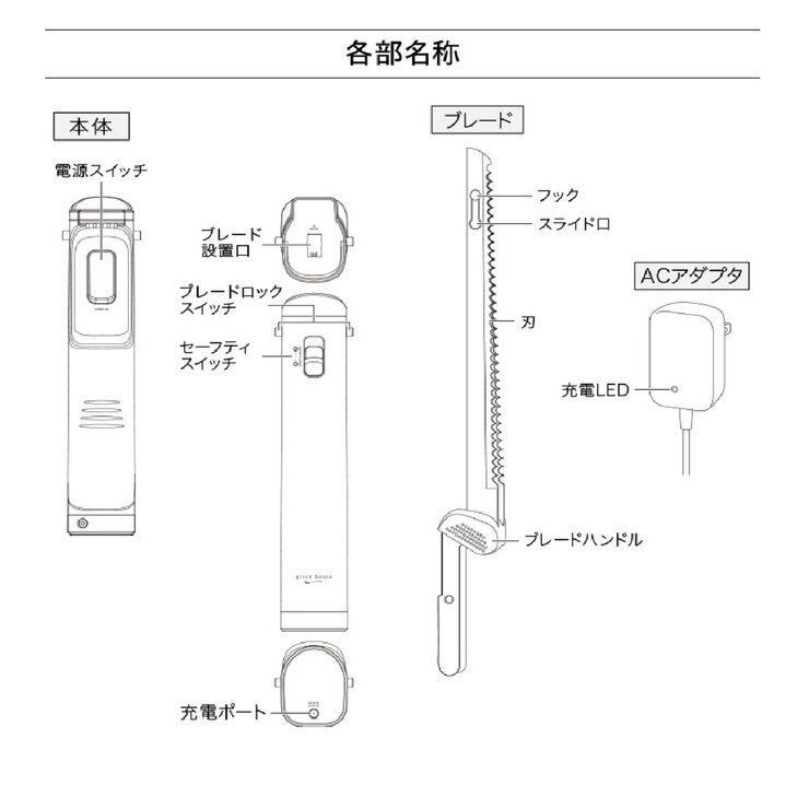 グリーンハウス 充電式電動包丁 GH-MCA-WH ホワイト グリーンハウス 充電式電動包丁 GH-MCA-WH ホワイト