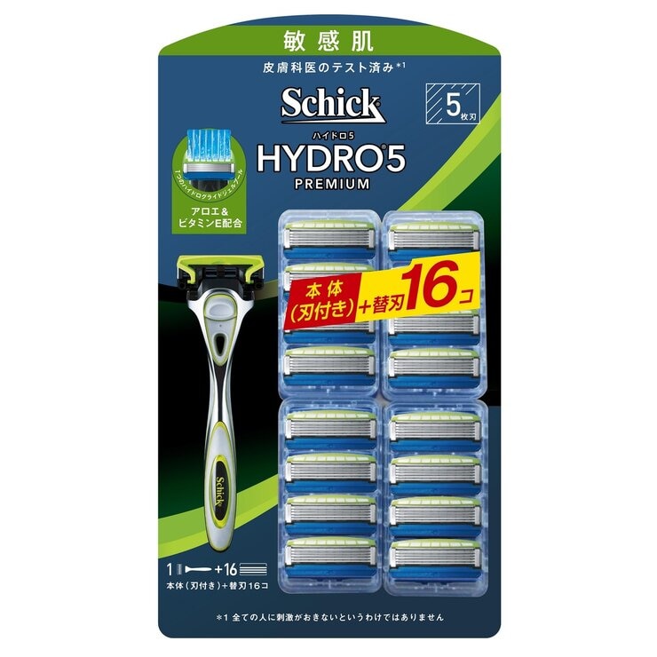 Schick(シック) 5枚刃 ハイドロ5 プレミアム 敏感肌用 本体刃付+替刃16P Schick(シック) 5枚刃 ハイドロ5 プレミアム 敏感肌用 本体刃付+替刃16P