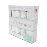 スワドルデザイン おくるみセット4枚組 ドット/ウッドランド/スター/ストライプ（パステルグリーン)