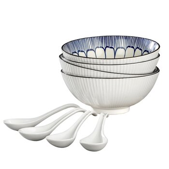 シグニチャーハウスウェア ラーメンボウル レンゲ付き 4個