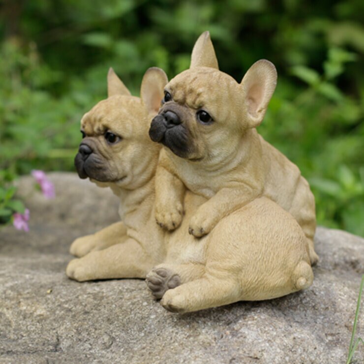 ウービア ２匹のフレンチブルドッグの置物H21156
