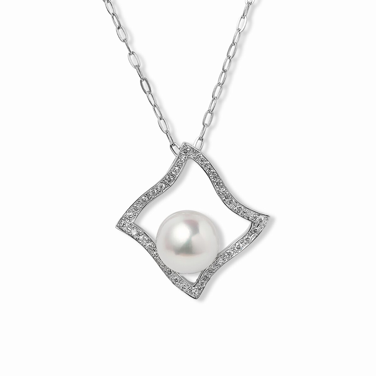 あこやパールネックレス 18K ホワイトゴールド 8.5mm 約45cm
