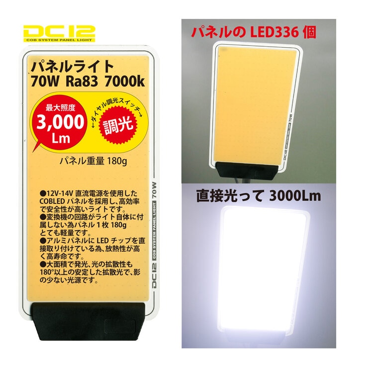 MTO DC12 COB LED パネル フレキシャフトライト