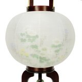盆提灯 銘木行灯 総桜11号絹二重絵入  桐箱付き