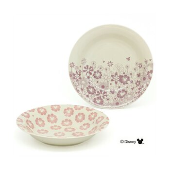 三郷陶器 フラワー・フラワー ディズニー ペアカレーパスタセット 2枚