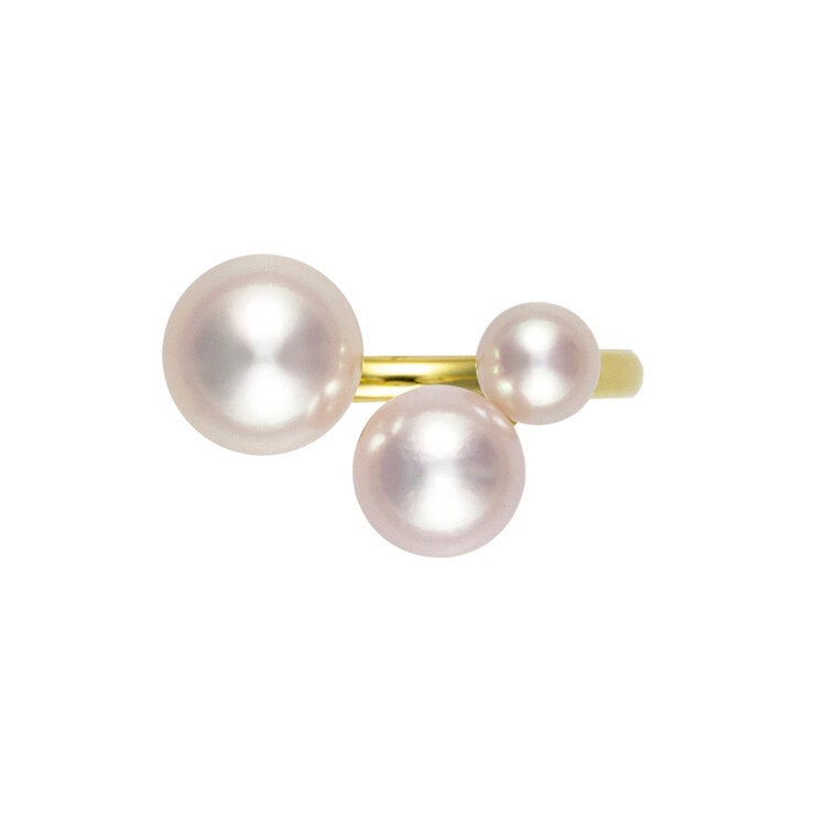 18K イエローゴールド あこや パール 3ピース リング 5.0mm/7.0mm/8.5mm 18K イエローゴールド あこや パール 3ピース リング 5.0mm/7.0mm/8.5mm