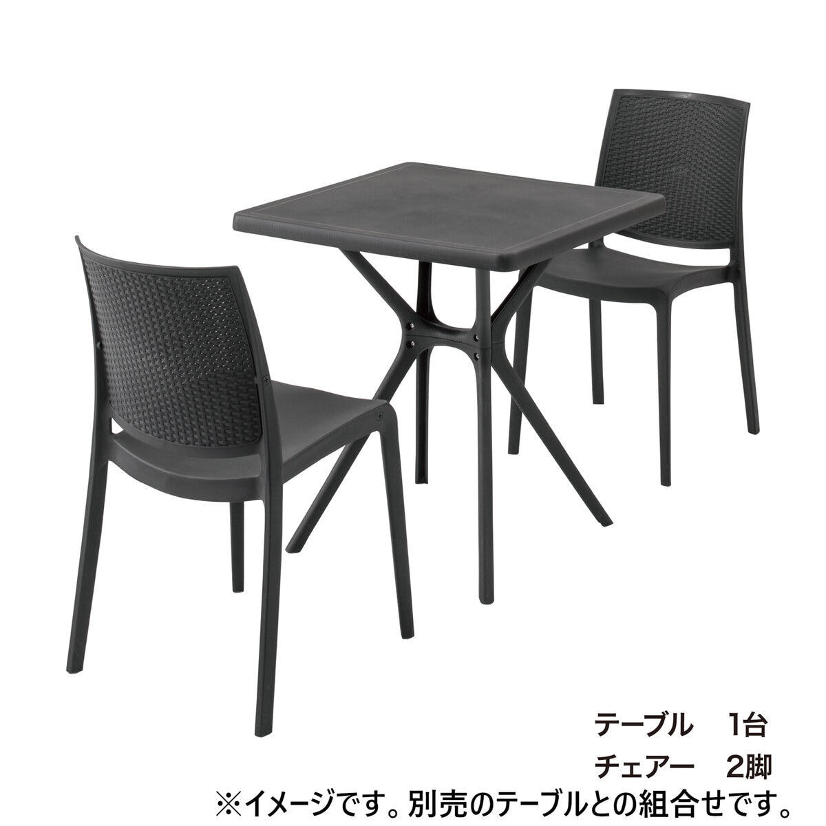 タカショー ガーデンチェア 2脚組 チャコールグレー (ボスコ）