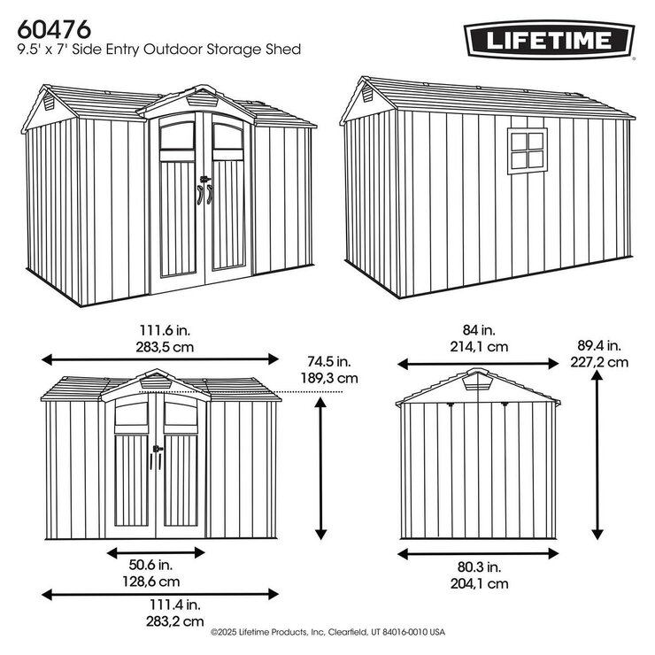 LIFETIME 9.5 x 7 フィート (2.9 x 2.1 m) 屋外用物置