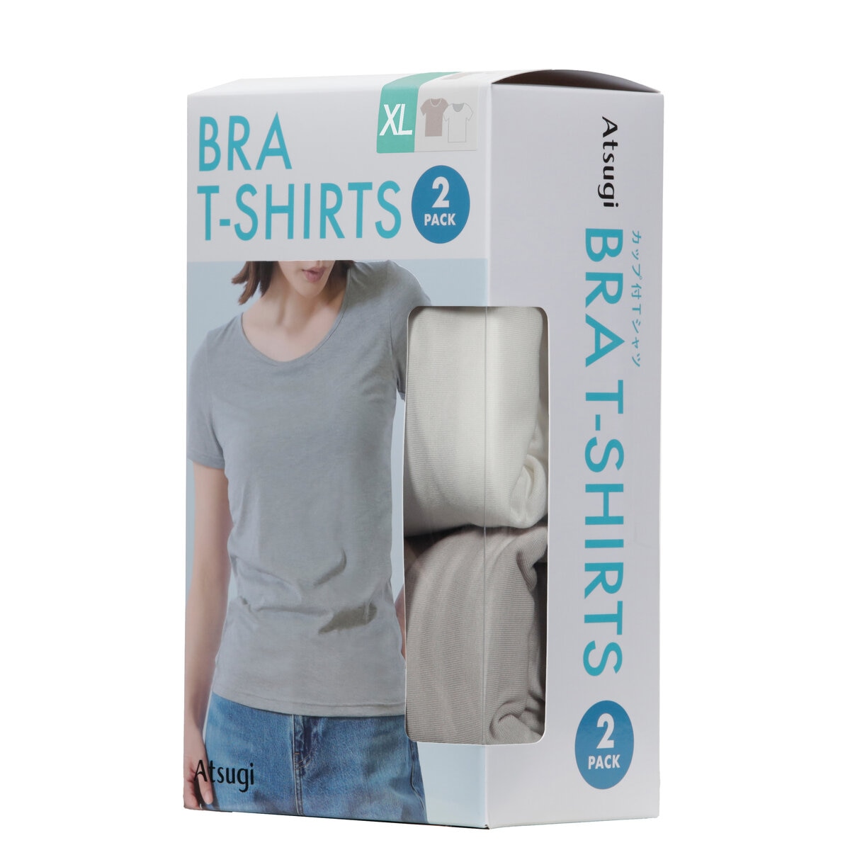アツギ カップ付Tシャツ 2枚組 アイボリー/ベージュ XL