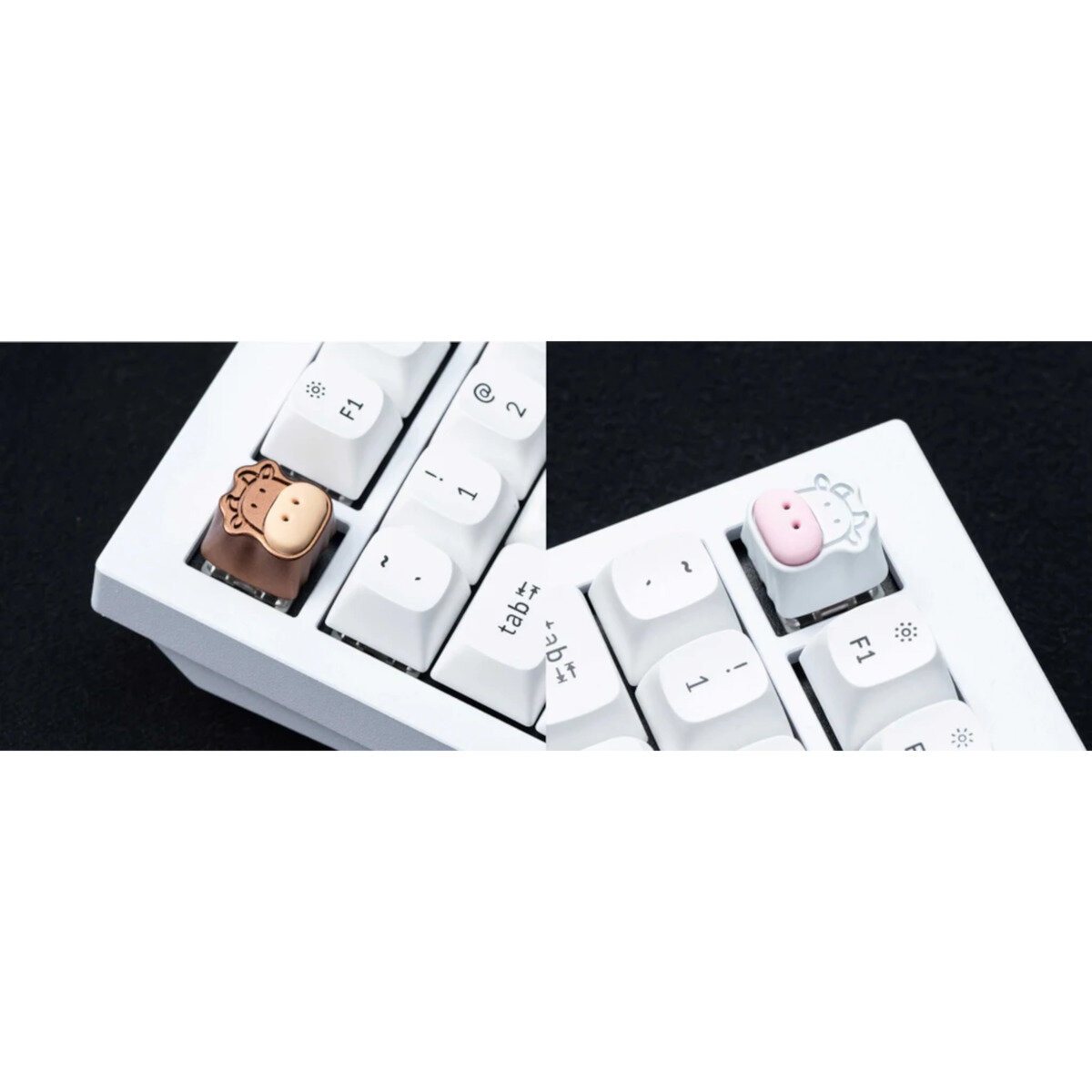 Keychron / かわいい牛 アルミ合金製 アーティザンキーキャップ / ホワイト