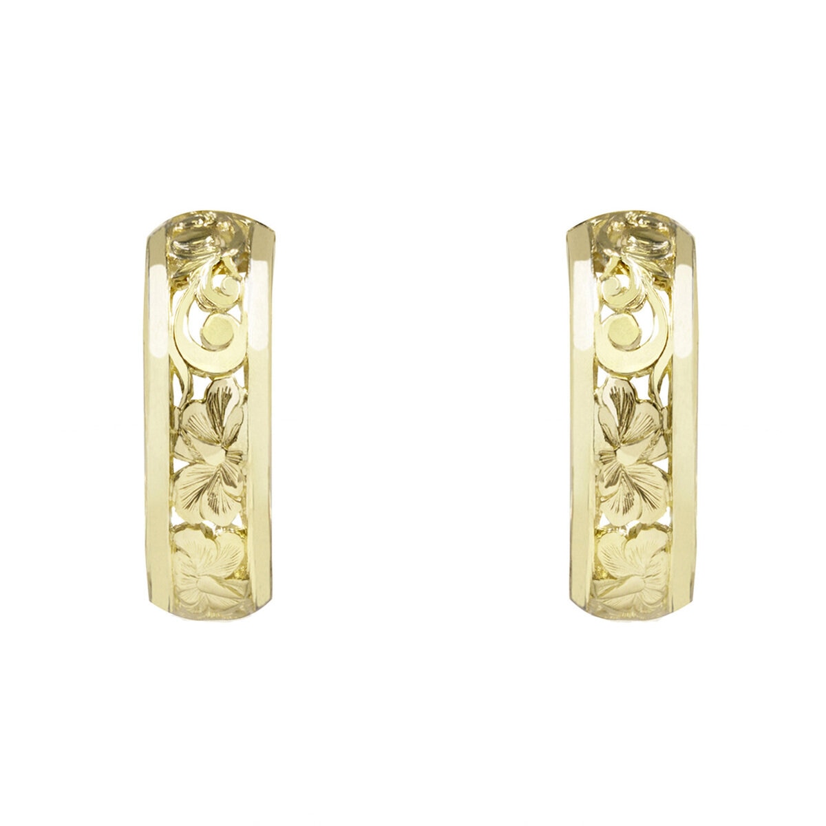 14K イエローゴールド ハイビスカス スクロール ピアス