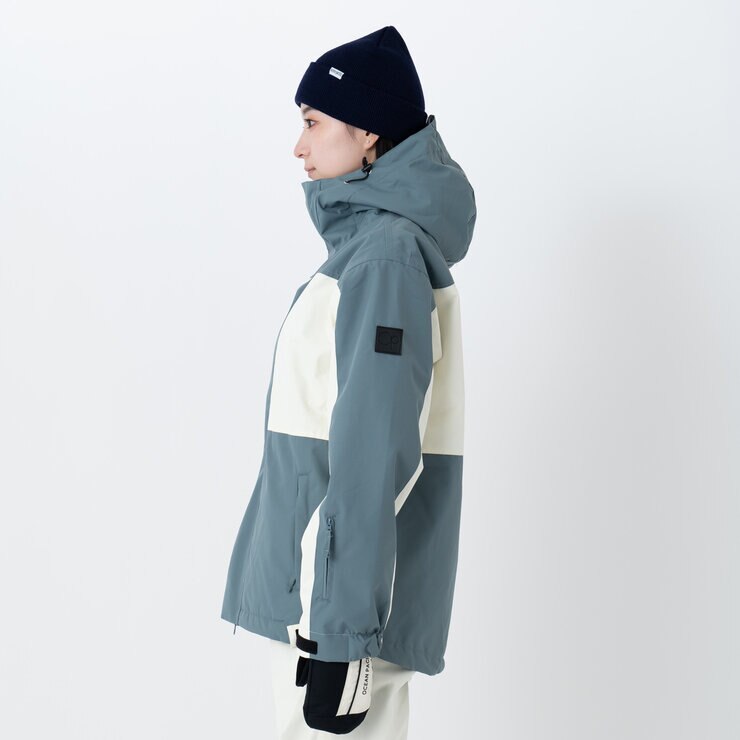 オーシャンパシフィック レディース スノージャケット クリーム / ダークグレー L
