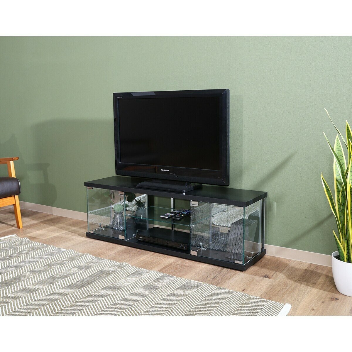 ♡ ガラスコレクションＴＶボード BAAL 幅110cm ブラック [5132] ガラスコレクション TVボード BAAL ブラック | Costco Japan