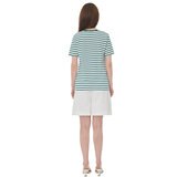 ビジット イン ニューヨーク ストライプ 半袖Tシャツ ホワイト+グリーンストライプ M
