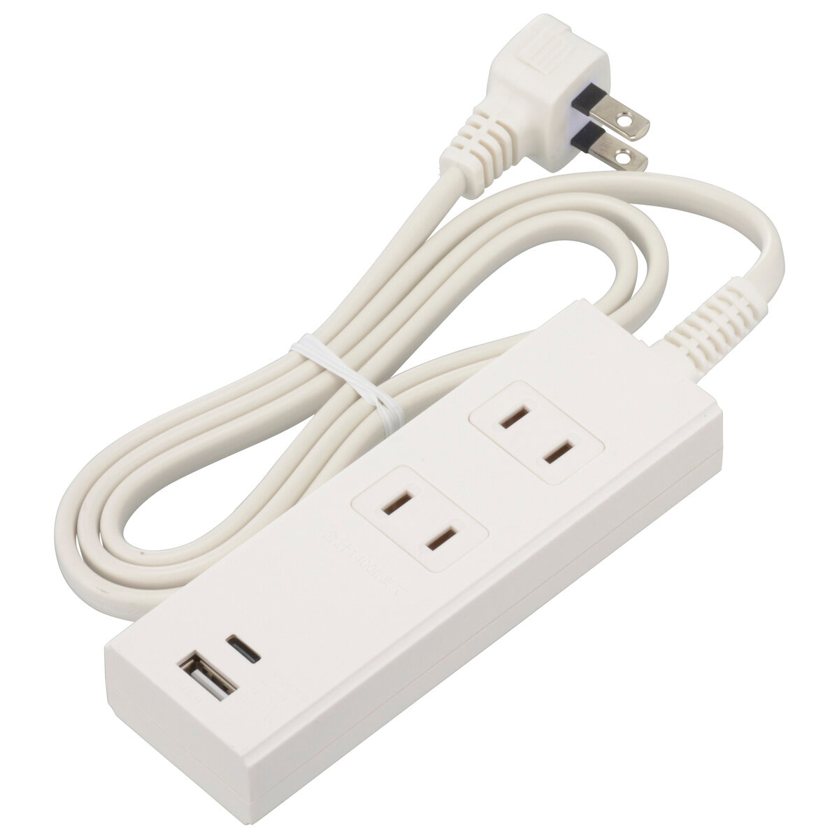 オーム電機 2口 PD対応USBポート付きタップ 　1m ホワイトHS-TU21PD23-W