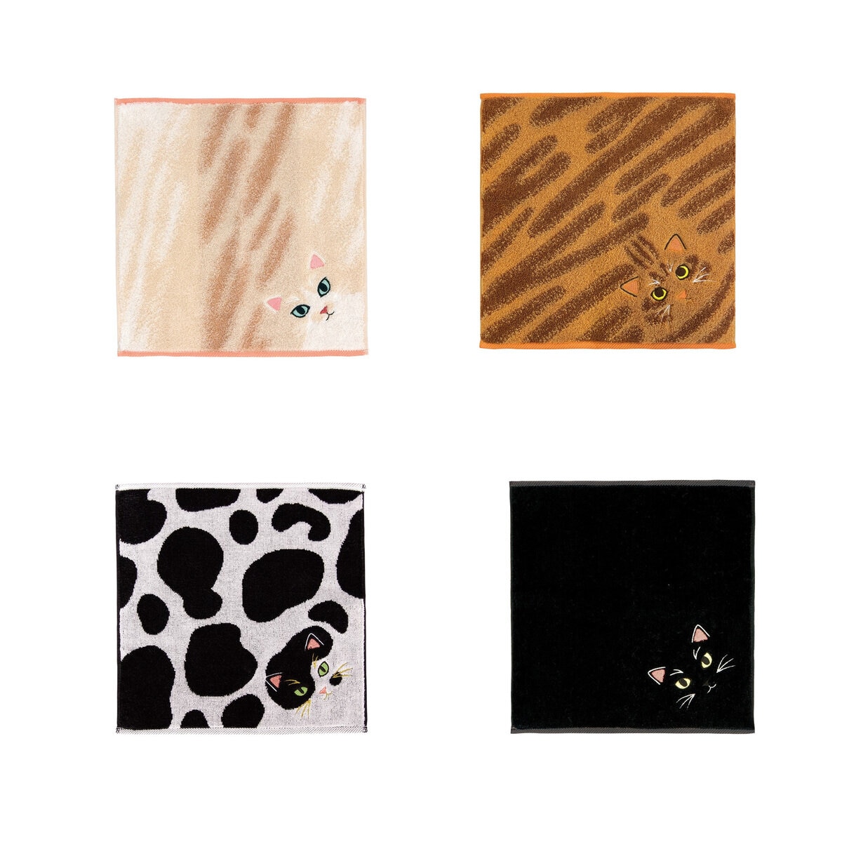 Uchinoko うちのニャンコ毛並ハンカチ 25cm x 25cm 4枚組