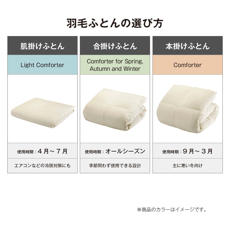 羽毛合い掛け布団 ナチュラルダックダウン93％ クイーン