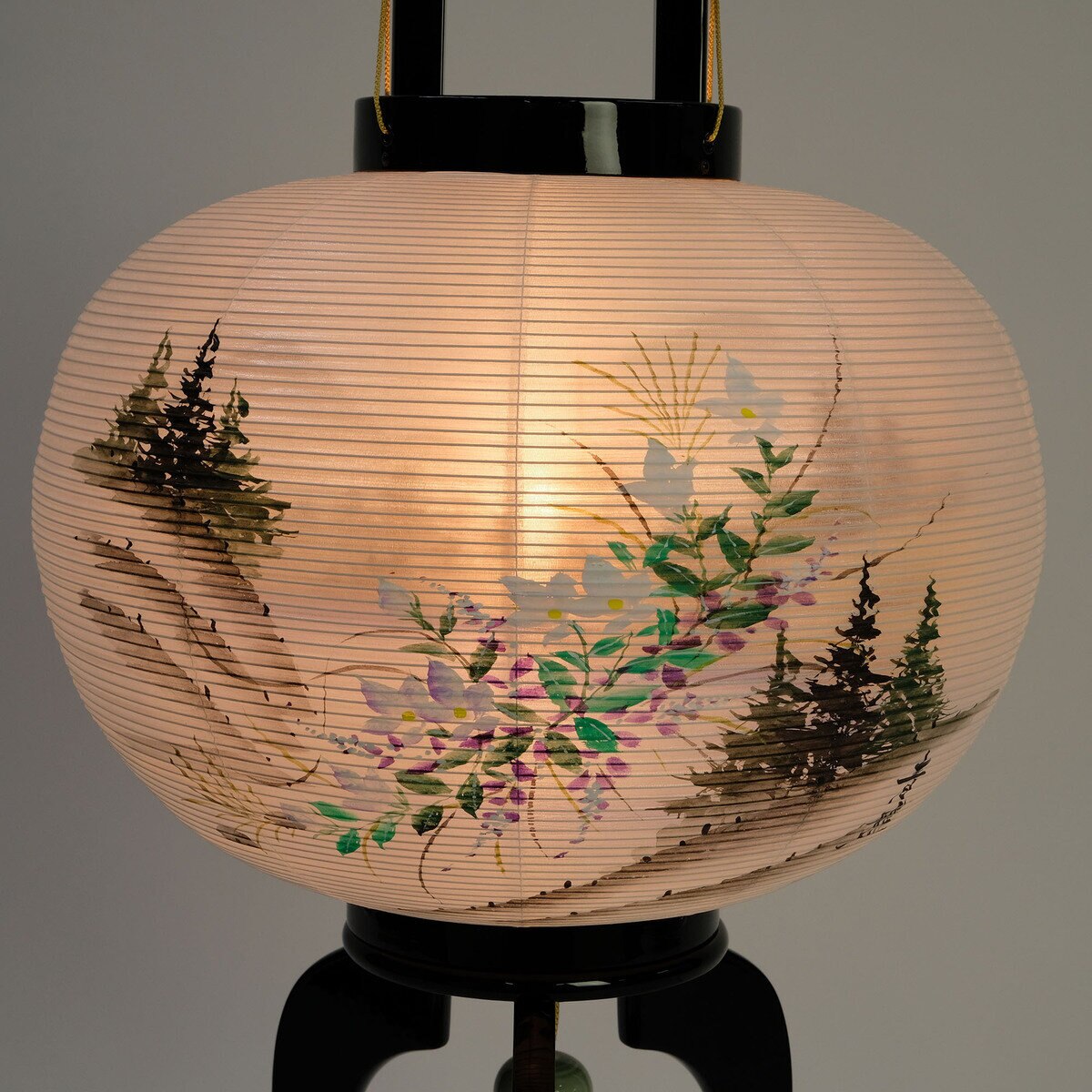 盆提灯 行灯 黒樹大11号絹二重絵入