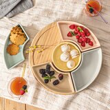 オーバーアンドバック オードブルプレート 5皿 竹製回転台付 パステル