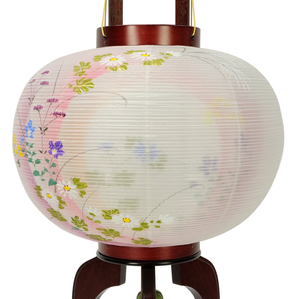 盆提灯 行灯 雅木目ワイン大11号絹二重絵入