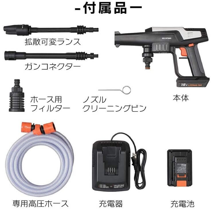 アイリスオーヤマ 充電式ハンディウォッシャー JHW-201 アイリスオーヤマ 充電式ハンディウォッシャー JHW-201